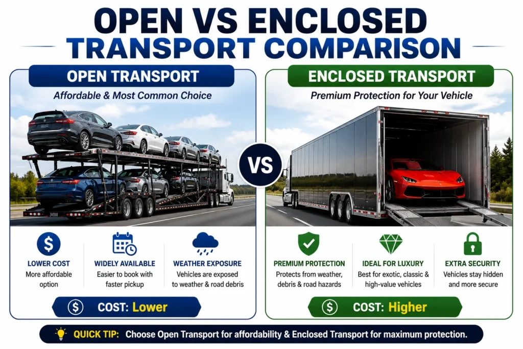 open vs enclosed auto transport comparison image