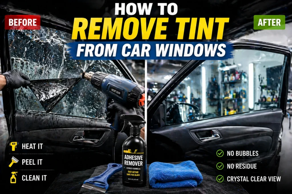 how to remove tint from car windows