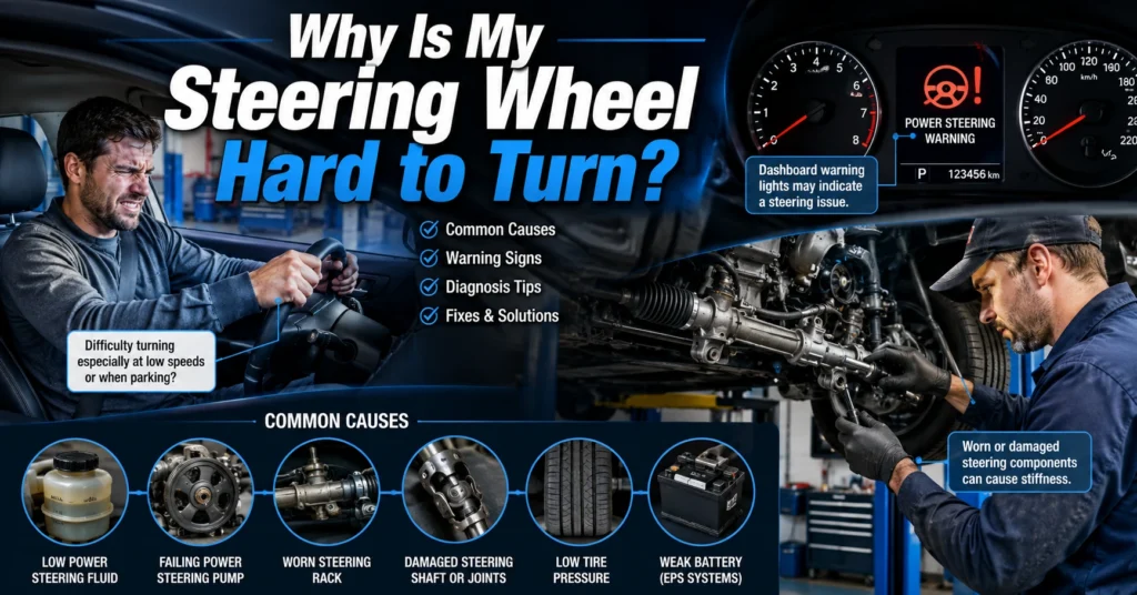 why is my steering wheel hard to turn